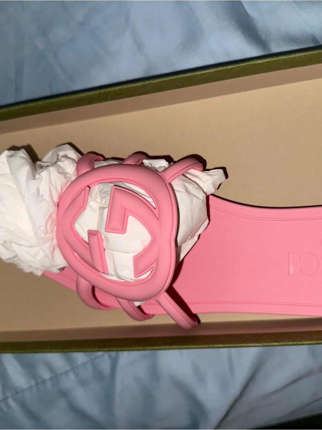 Gucci Pink Interlocking G Rubber Slide